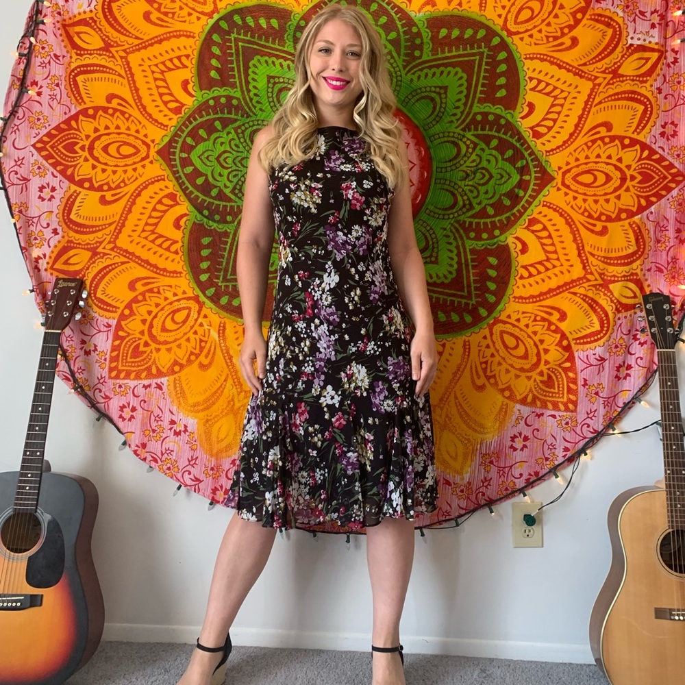 Black colorful floral dress